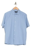 Westzeroone Baylor Cotton Short Sleeve Button-up Shirt In Blue Lagoon
