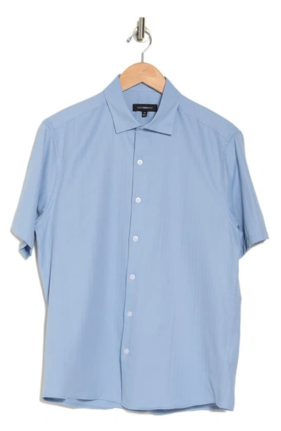 Westzeroone Baylor Cotton Short Sleeve Button-up Shirt In Blue Lagoon