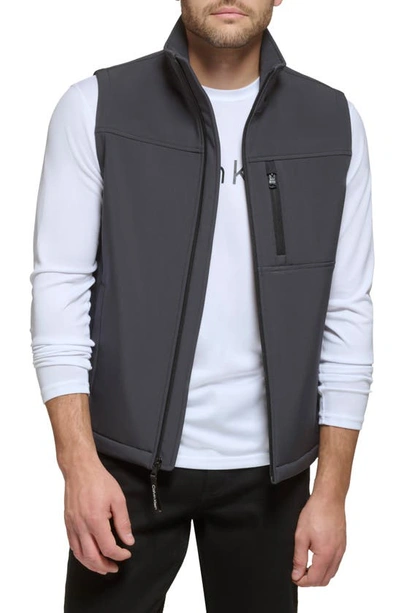 Calvin Klein Softshell Fleece Vest In Iron