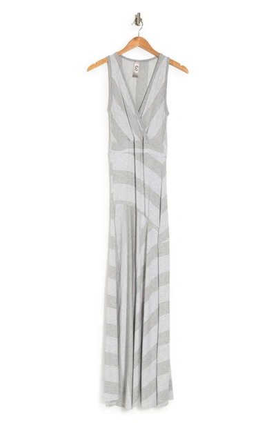 Go Couture Sleeveless Maxi Stripe Dress In Grey Colorblock