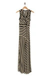 Go Couture Sleeveless Maxi Stripe Dress In Camel Colorblock