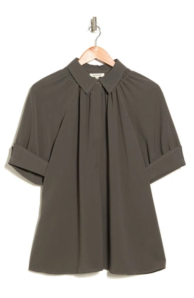 Max Studio Short Sleeve Blouse In Army