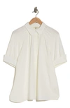 Max Studio Short Sleeve Blouse In White