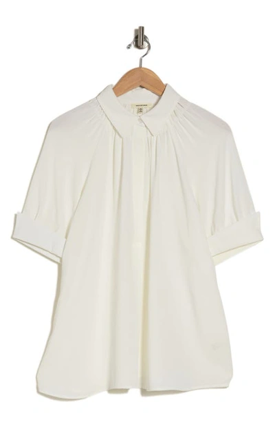 Max Studio Short Sleeve Blouse In White