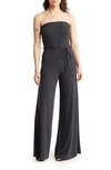 Go Couture Strapless Tube Jumpsuit In Charcoal