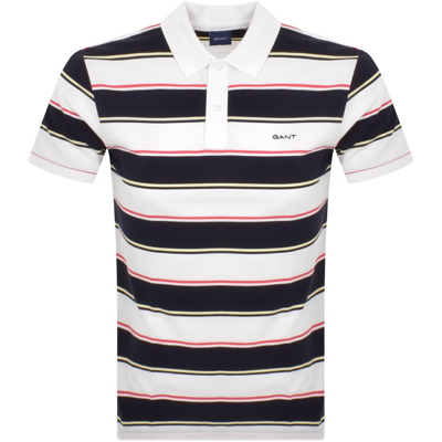Gant Multi Stripe Short Sleeve Polo T Shirt White In 113 Eggshell