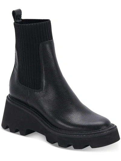 Dolce Vita Hoven Womens Leather Lugged Sole Chelsea Boots In Black