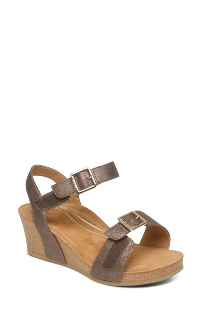 Aetrex Lexa Wedge Sandal In Brown