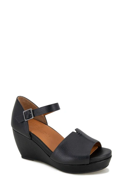 Gentle Souls By Kenneth Cole Vera Wedge Sandal In Black Leather