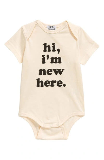 Polished Prints Babies' Hi I'm New Here Organic Cotton Bodysuit In Natural