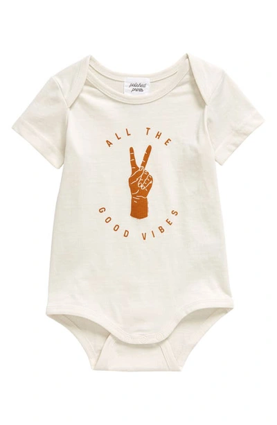 Polished Prints Babies' All The Good Vibes Organic Cotton Bodysuit In Eggnog