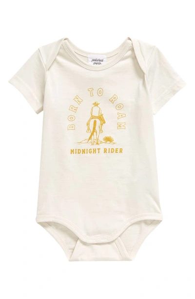 Polished Prints Babies' Born To Roam Organic Cotton Bodysuit In Eggnog