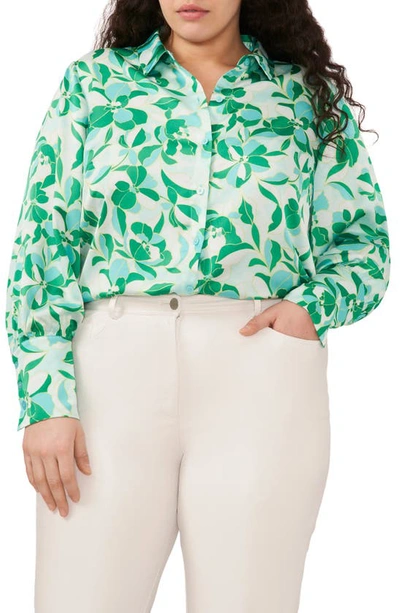 Halogen Print Button-up Shirt In Dewy Blue