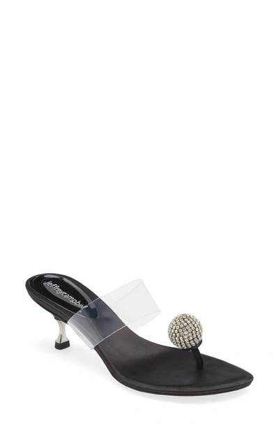 Jeffrey Campbell On Display Crystal Sandal In Black Satin Silver