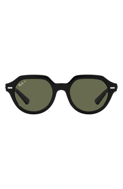 Ray Ban Gina 51mm Polarized Square Sunglasses In Black