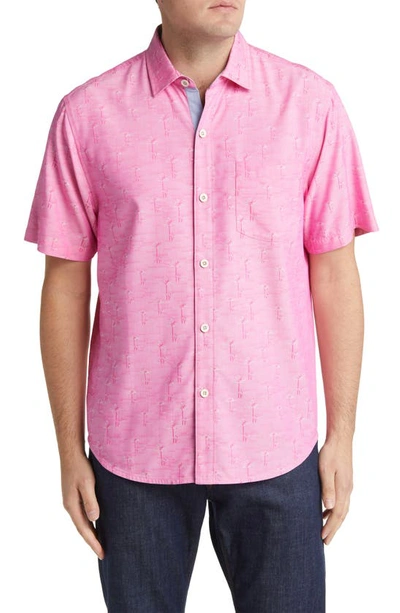 Tommy Bahama Mojito Bay Palm Row Coolmax® Short Sleeve Button-up Shirt In Very Berry
