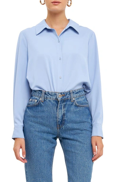 Endless Rose Classic Button-up Shirt In Powder Blue
