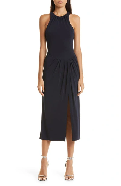 Cinq À Sept Lezlie Side Slit Jersey Dress In Navy