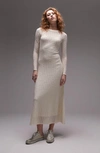 Topshop Stripe Long Sleeve Dress In Beige
