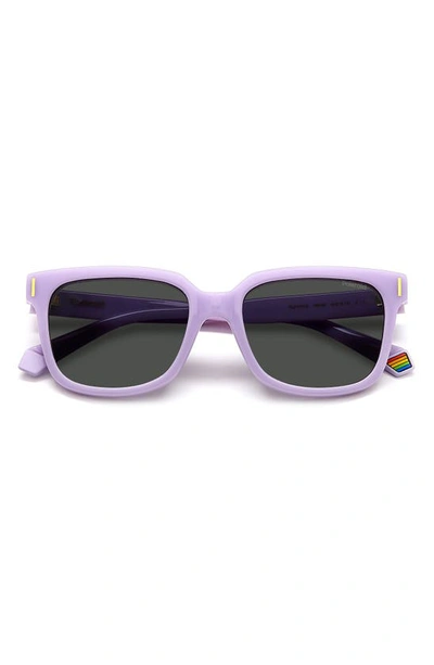 Polaroid 54mm Polarized Rectangular Sunglasses In Lilac/ Gray Polar