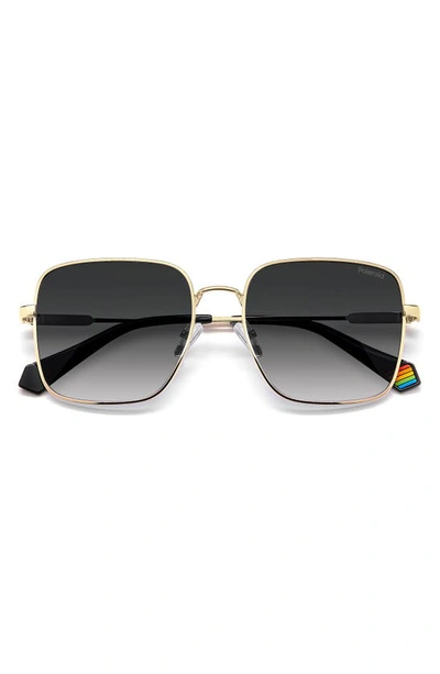 Polaroid 56mm Polarized Square Sunglasses In Gold/ Gray Polarized