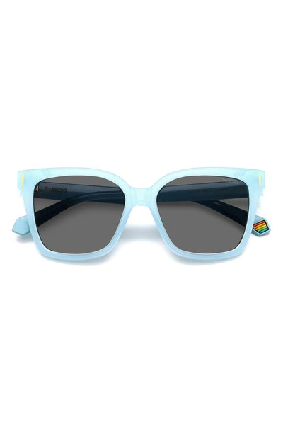 Polaroid 54mm Polarized Cat Eye Sunglasses In Azure/ Grey Polar
