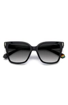 Polaroid 54mm Polarized Cat Eye Sunglasses In Black/ Gray Polarized