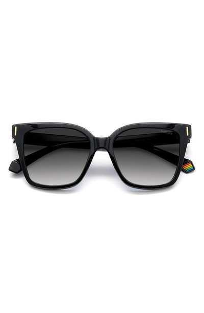 Polaroid 54mm Polarized Cat Eye Sunglasses In Black/ Gray Polarized
