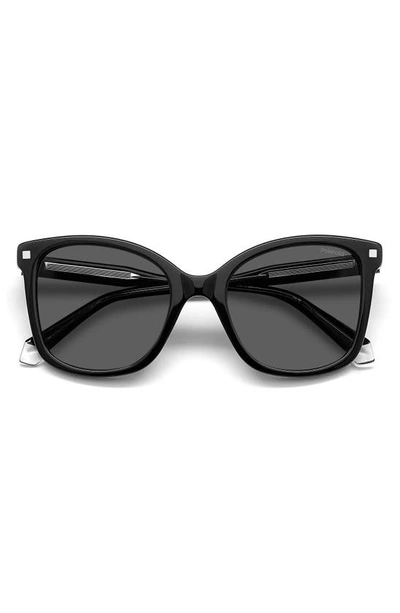 Polaroid 53mm Polarized Square Sunglasses In Black/ Grey Polar