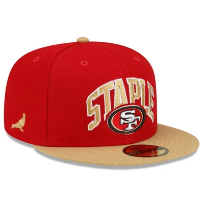 New Era X Staple New Era Scarlet/gold San Francisco 49ers Nfl X Staple Collection 59fifty Fitted Hat