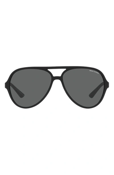 Armani Exchange 60mm Round Sunglasses In Matte Black