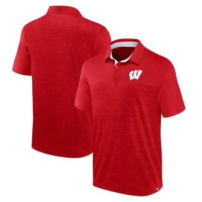 Fanatics Branded Heather Red Wisconsin Badgers Classic Homefield Polo