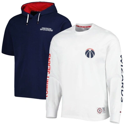 Tommy Jeans Men's  Navy, White Washington Wizards Matthew 2-in-1 T-shirt And Hoodie Combo Set In Navy,white