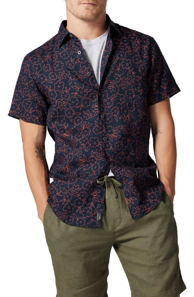 Rodd & Gunn Barrytown Sports Fit Floral Short Sleeve Linen Button-up Shirt In Peach
