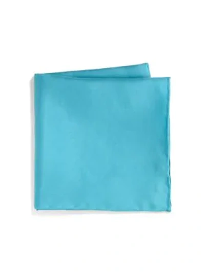Saks Fifth Avenue Collection Silk Solid Pocket Square In Aqua