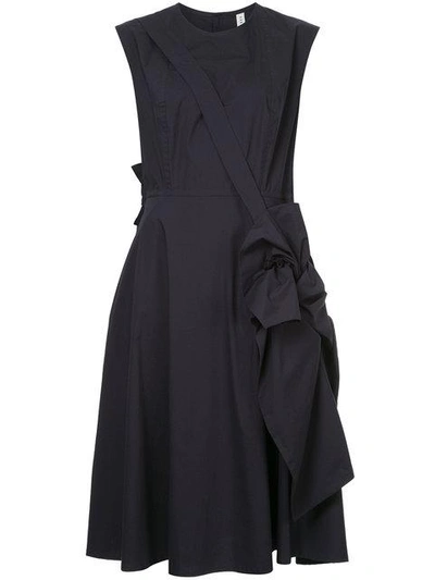 Roberts Wood Asymmetric Twist Dress In Blue