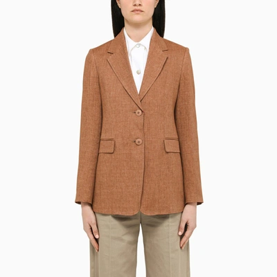 Max Mara Terracotta Single-breasted Blazer In Brown