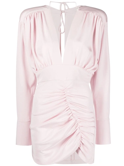 The Mannei Pink Draped Silk Dress