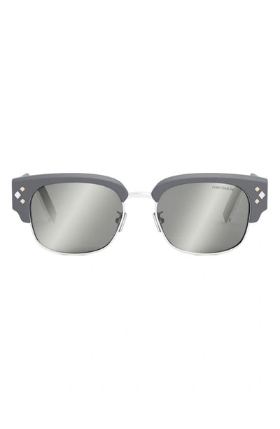 Dior Diamond 55mm Mirrored Geometric Sunglasses In Grey/ Other / Smoke Mirror