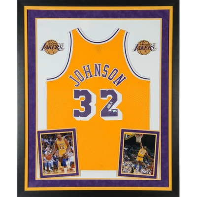 Fanatics Authentic Magic Johnson Los Angeles Lakers Deluxe Framed Autographed Gold Mitchell & Ness Hardwood Classics Sw