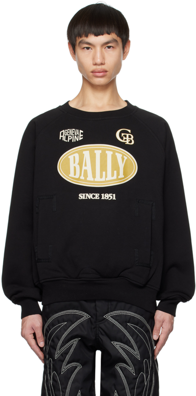 Bally Logo印花棉卫衣 In Black