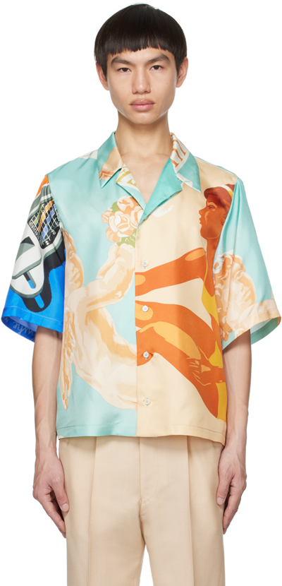 Bally Printed Silk Shirt In Neutral