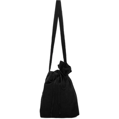 Yohji Yamamoto Black Linen Drawstring Bag In 2 Black