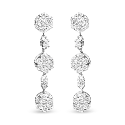 Haus Of Brilliance 14k White Gold 2.00 Cttw Diamond Composite Cluster Floral Drop Earrings