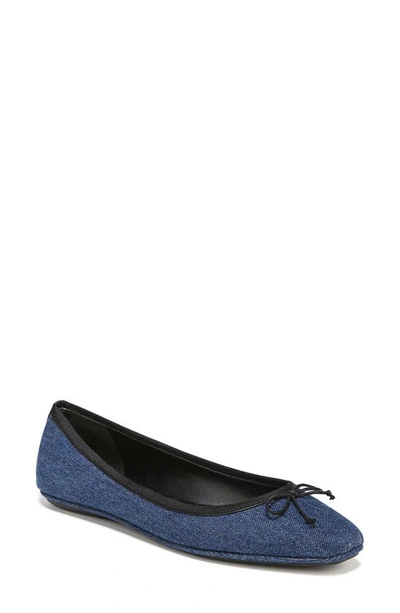 Veronica Beard Beatrix Denim Bow Ballerina Flats In Blue