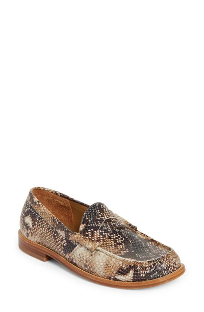 Rhude Men's Snake-print Leather Penny Loafers