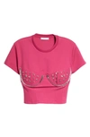 Area Crystal Watermelon Cup Crop T-shirt In Fuchsia