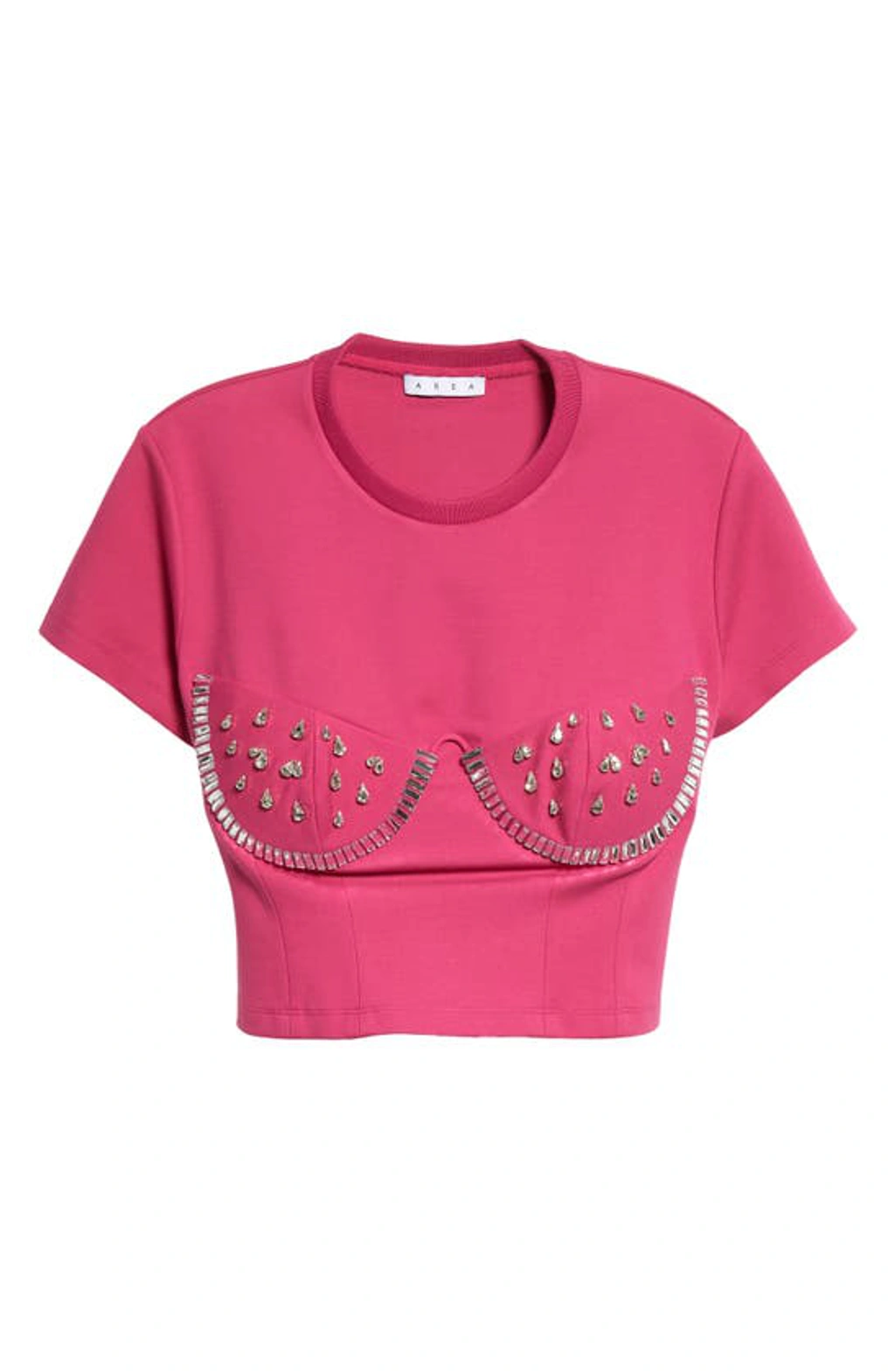 Area Crystal Watermelon Cup Crop T-shirt In Fuchsia | ModeSens