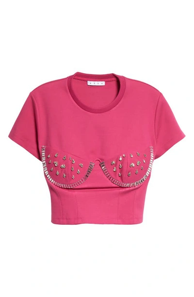 Area Crystal Watermelon Cup Crop T-shirt In Fuchsia