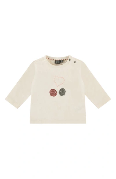 Babyface Babies' Embroidered Long Sleeve Stretch Cotton Graphic Tee In Ivory